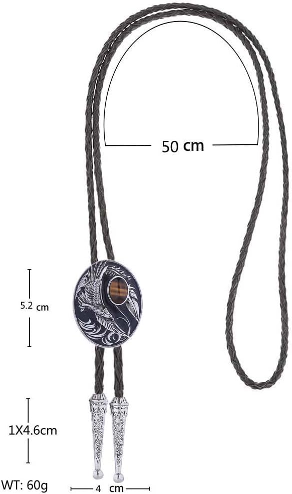 Bolo Tie For Men,Cowboy Necklace,Flying Eagle Turquoise Jade Tiger-eye Bola Bolo Tie Wedding