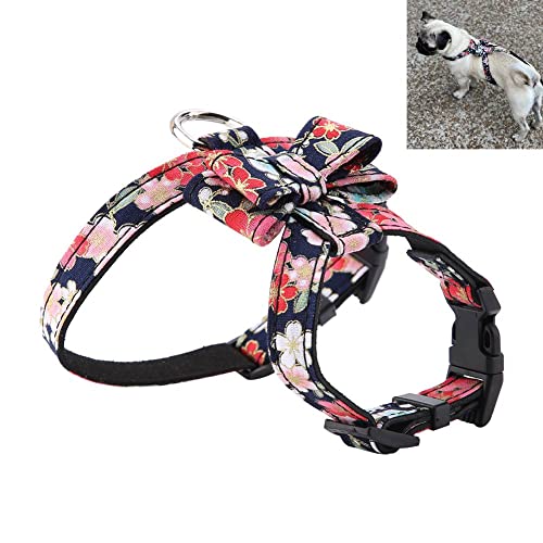 Adjustable Dog Harness Printing Flower Pattern Easy Control Pet Harness Outdoor Pet Vest Strap Lead Perfect for Dog Walking Running or Jogging