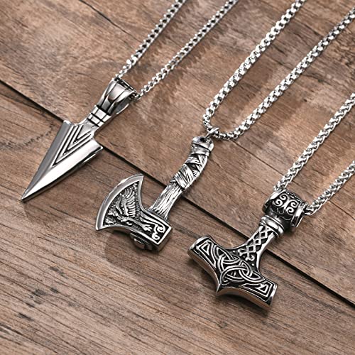 3 Pcs Viking Necklace For Men - Norse Nordic Pendant Amulet Talisman Jewelry Gift For Men Women4