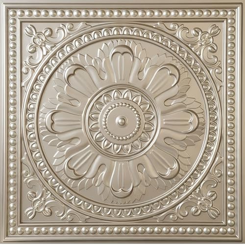 Image of Kayra Decor PVC Ceiling Panel 2x2 Feet (60x60 cm) - Regal Ornate Design, Mettalic Coffee | Pack of 50 3D Decorative Ceiling & Wall Panels | Waterproof Home Interior Decor