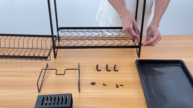 Scolapiatti Nero 2 Livelli In Acciaio Inox - Con Vaschetta Raccogligoccia E Supporto - Foto 5