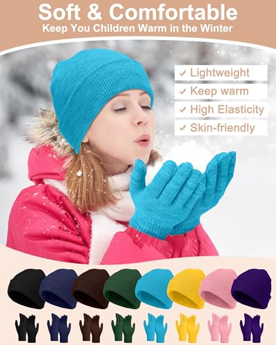 Image of JaGely 64 Pcs Kids Hats and Gloves Bulk Winter Beanies Hat Gloves for Toddler Boys Girls School Donation Wholesale