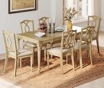 WAMPAT 7-Piece Dining Table Set for 6, Farmhouse Dining Room Set Includes 70 Inch Dinner Table & 6 Cross-Back Dining Chairs, Solid Wood Dining Set for Kitchen, Oak