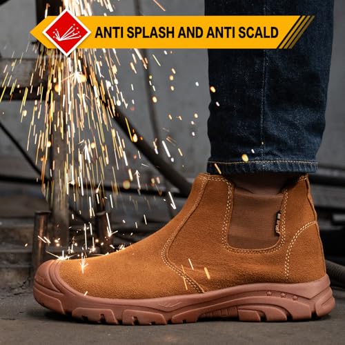 Image of Steel Toe Boots for Men Women Comfortable Lightweight Work Boots for Men Industrial Construction Boot Non Slip Work Shoes