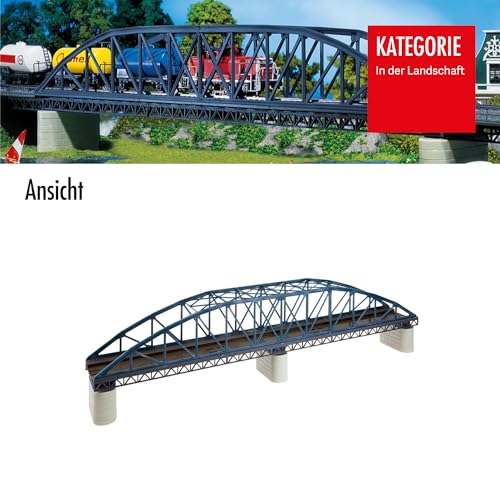 FALLER Bogenbrücke Modellbausatz mit 51 Einzelteilen 564 x 76 x 109 mm I Modelleisenbahn Zubehör H0 I Modelleisenbahn H0 Bogenbrücke mit Bauanleitung, Grau, Braun, Beige
