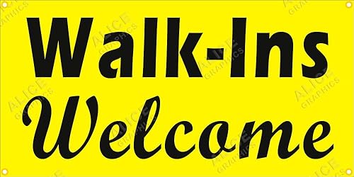 Miniatura 1 de Cartel de vinilo de bienvenida de 22 x 44 pulgadas (diseño #4), cambio de texto existente disponible (opcional)