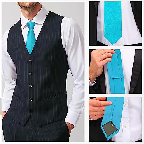 Image of Luckyvestir Mens Tie Solid Satin Neck Ties 3.15'' Formal Necktie for Wedding Business Christmas Father's Valentine's Day Gift