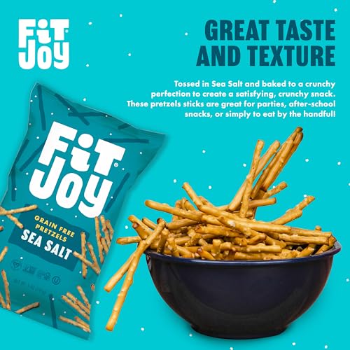 Image of FitJoy Sea Salt Pretzels (Pack of 6, 5 Oz) - Dairy, Nut & Gluten Free Snacks - Grain Free Cassava Root & Chickpea Flour Vegan Pretzel Sticks - Classic Snack Pretzels for Moms, Children and More