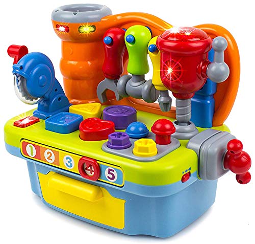 Toysery Workbench Toy Tool Set for Kids, Great Educational Learning Construction Toys for Toddler Tool Set, Building Kids Toy Set, Building Tools with Sound Effects & Lights Engineering Pretend Play