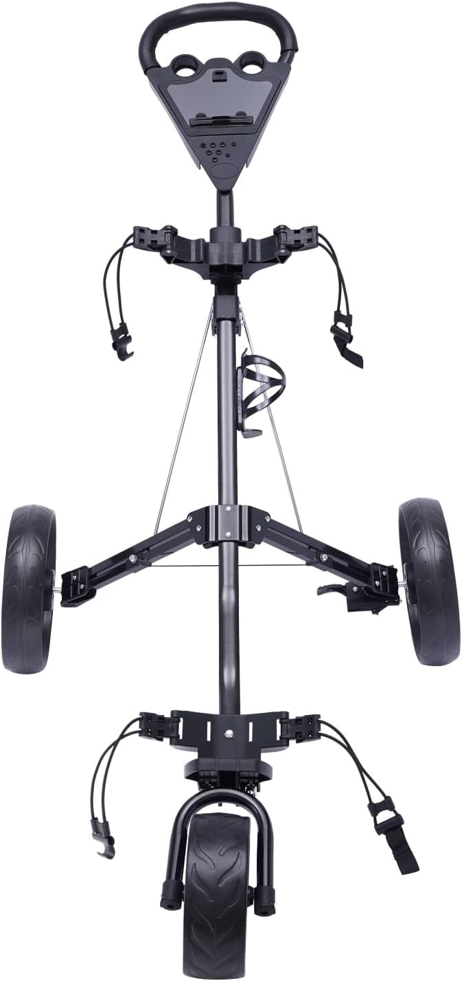 Generic Golf Push Cart 3 Wheel Foldable Golf Pull Push Cart Trolley with Foot Brake Cup Holder Load Capacity 44.09LBSs for Most Juniors&Adults and Can Hold Various Sizes of Golf Bags