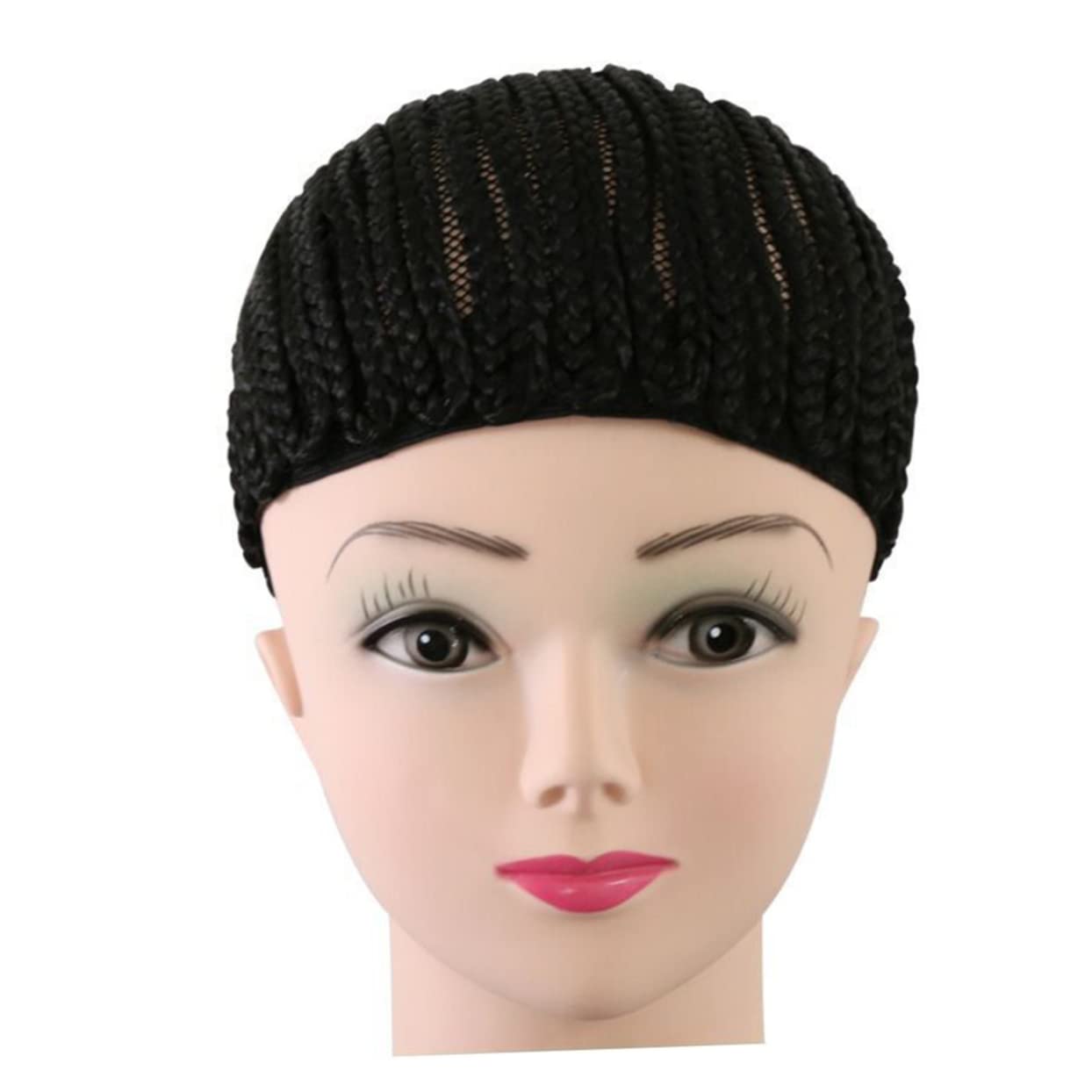 IWOWHERO Elastic Cornrow Cap for Wig Making Black Braid Wig Cap for Black Women