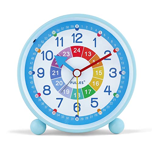 Lafocuse Despertador Analogico Infantil, Silencioso Metal Azúl Reloj de Mesa, Niños Fácil de Leer...