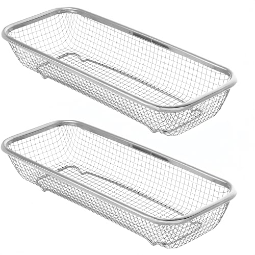 Ceiteo 2Pcs Dishwasher Baskets, Stainless Steel Mesh Drain for Kitchen Small Items, Silverware Utensil Organizing for Chopsticks,Knives,Scoops