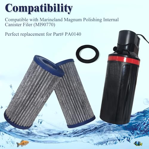 Image of NewKe 8 Pack Activated Carbon Micron Cartridge Replacement for MarineLand | for Magnum Polishing Internal Canister Filter (Ml90770) Compare to Part PA0140, 4 Upgraded Micron Cartridge & 4 Rubber Gasket