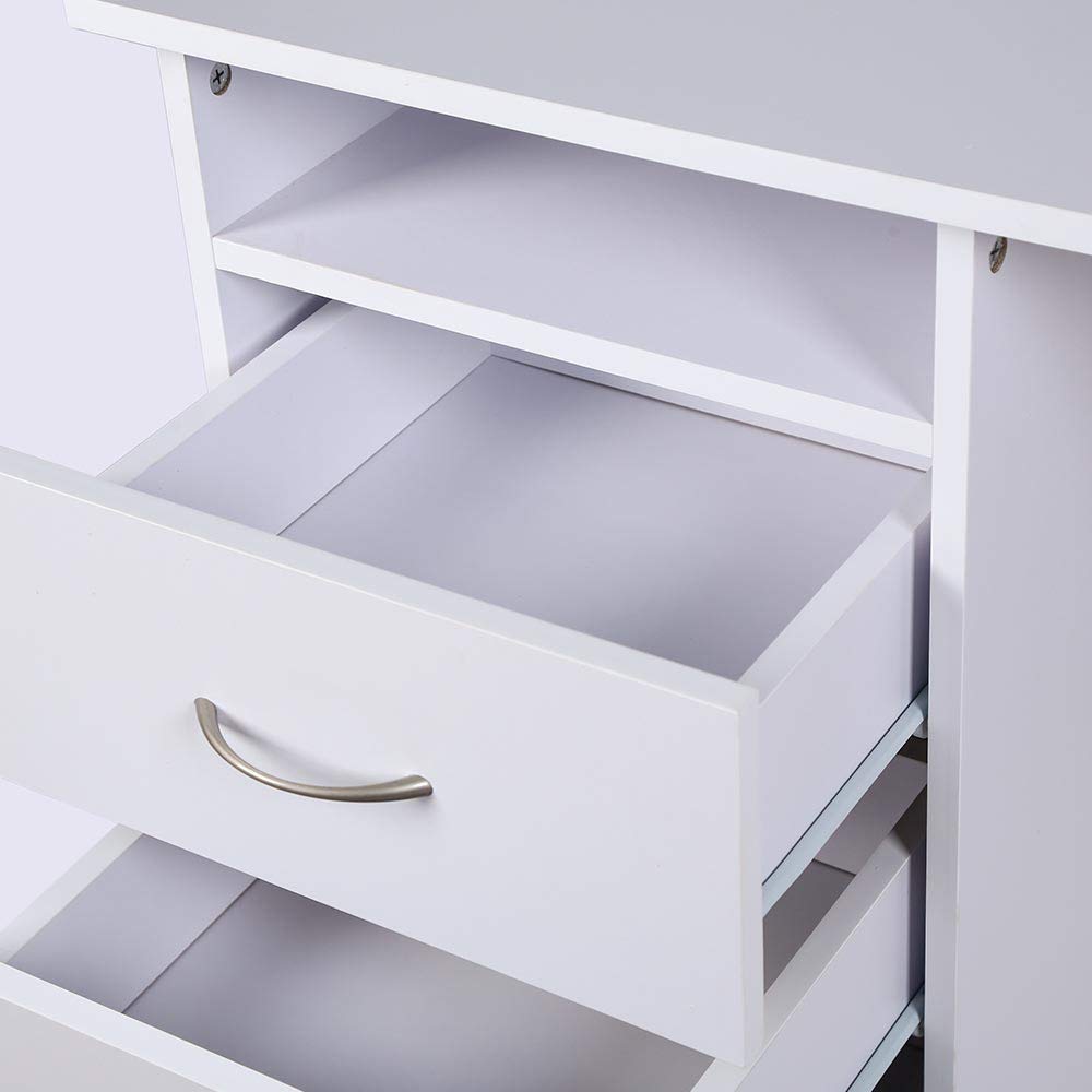 BAKAJI Scrivania con Cassettiera 3 Cassetti + Ripiano Aperto Tavolo da Lavoro Porta Pc Computer in Legno MDF Arredamento Casa Ufficio Cameretta Design Moderno Dimensione 120 x 51 x 72 cm (Bianco)