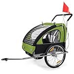 SAMAX Fahrradanhänger Jogger 2in1 Anhänger in Grün/Schwarz - Silver Frame