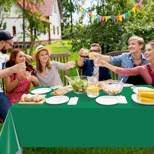 Image of 16 Pack Green Plastic Tablecloth for Rectangle Tables, Premium Decorative Green Disposable Table Cloths for Parties, Rectangle Party Table Cover for Birthday Anniversary Graduation Picnic, 54x108 Inch