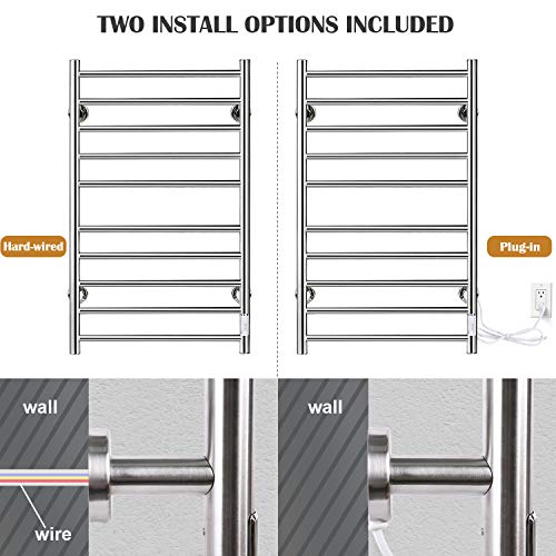Jslove Towel Warmer Wall Mounted Heated Towel Racks For Bathroom, Stainless Steel Hot Towel Rack With Timer (Silver-10 Bars) #TOP2