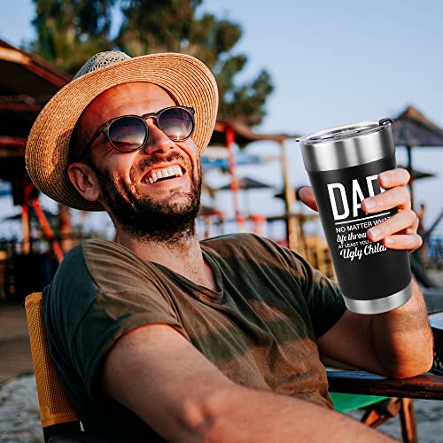 Gifts For Dad - Dad No Matter What/Ugly Children Funny Travel Coffee Tumbler Mug, Unique Christmas, Birthday, Father’s Day Gifts For Dad, Men, Father From Daughter, Son, Kids, Wife, 20 Oz #TOP4
