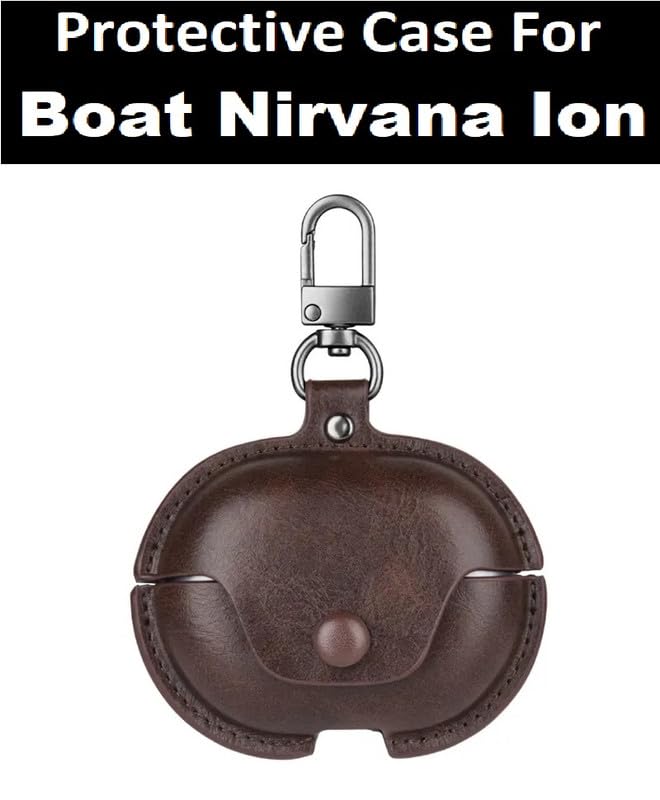 Image of Colorcase Leather Front & Back Cover 360 Degree Protection Case Cover for Boat Nirvana Ion - (Dark Brown) (Earbuds Not Included)