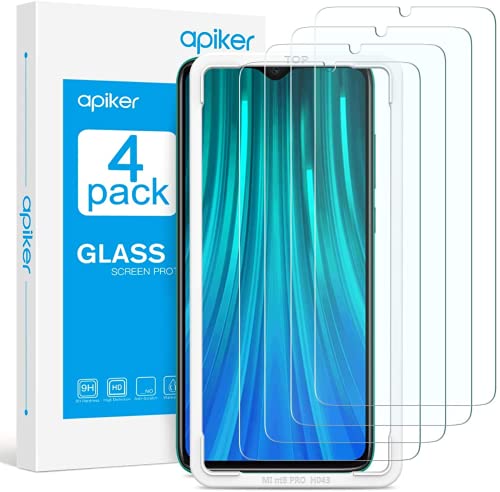 apiker [4-Unidades Cristal Templado Compatible con Xiaomi Redmi Note 8 Pro, Protector Pantalla para Xiaomi Redmi Note 8 Pro, Vidrio Templado con [9H Dureza] [2.5d Borde] [Alta Definici�n]