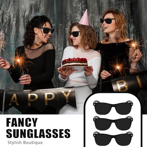 50 Pairs Bulk Black Sunglasses for Men Women Retro 70s 90s Adult Cheap Glasses for Party Supplies (50Black)3