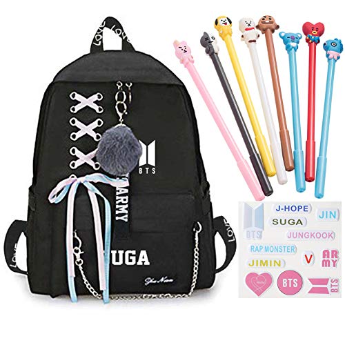 Cianowegy Kpop BTS Mochila  escolar Bangtan Boys bolsa universitaria   8 bolígrafos