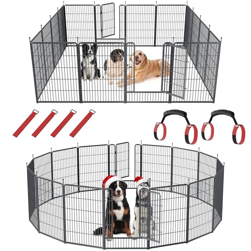 Image of Mr Ironstone 40 inch Height Dog Playpen with Anti-Rust Coating - 16 Panels Portable & Foldable Indoor /Outdoor Pet Fence for Large, Medium, or Small Dogs - Durable Exercise Pen