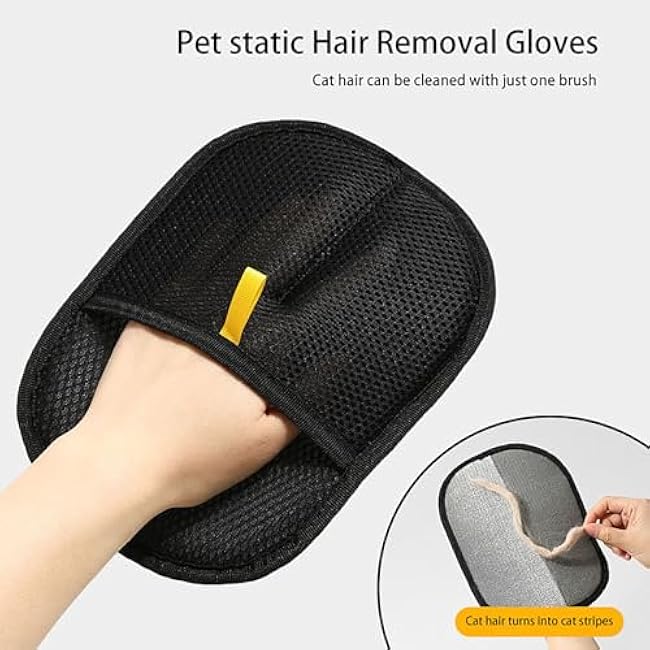 Pet Hair Removal Glove for Cats & Dogs, Electrostatic Reusable Magic Brush Pet Hair Remover Tool for Couch, Furniture,Car Seat,Pet Grooming-uOO5z5w3