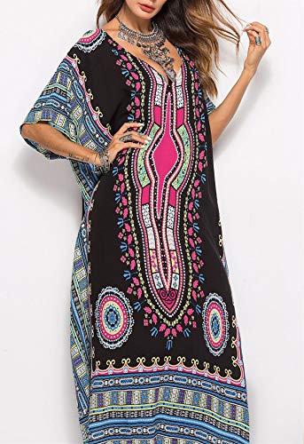 Wander Agio Saída de praia feminina conservadora estampada, Printing Black 12, tamanho �nico