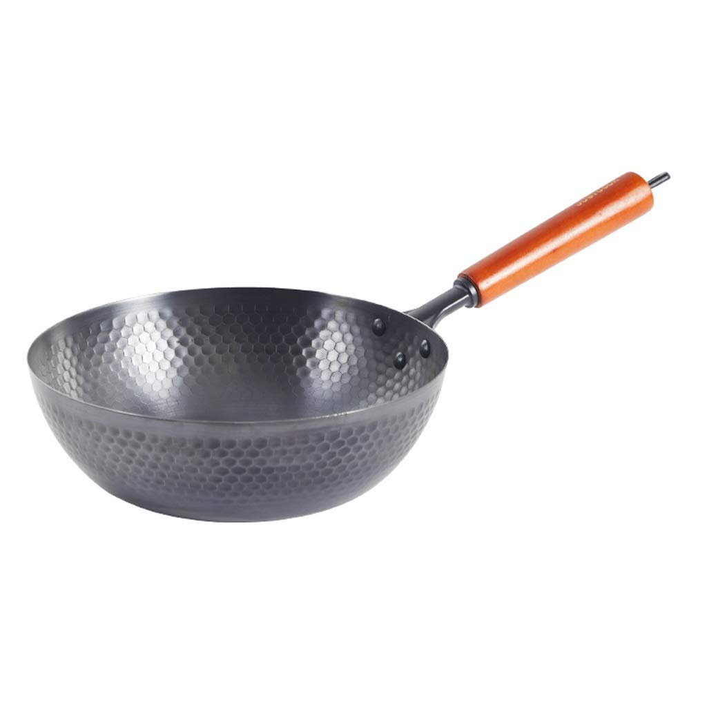 ASerZenith Cast Iron Wok Pan - Non-Coated, General Use For Gas And Induction Cookers - Chinese Cookware For Kitchen