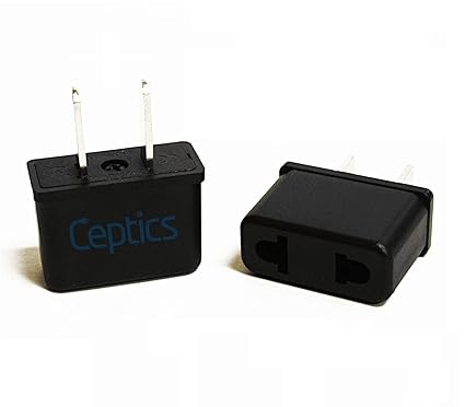 Ceptics Europe Asia to USA Plug Adapter - CE Certified - RoHS Compliant - 12 Pack