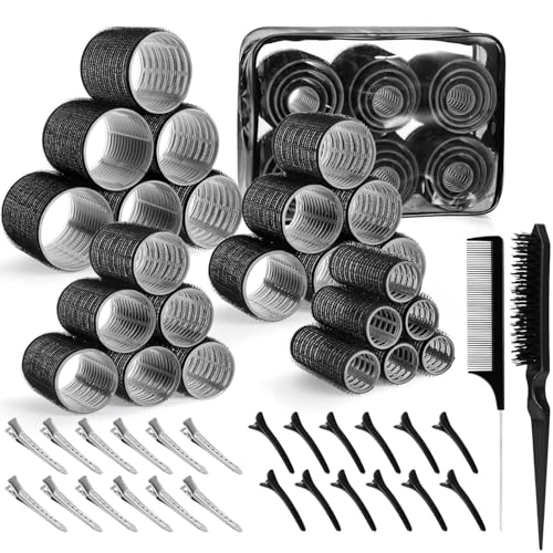 Tubos para Cabello 51 pzs 4 Tamaños 25mm 36mm 48mm 60mm con Clips Incluidos, Rulos Profesionales para...