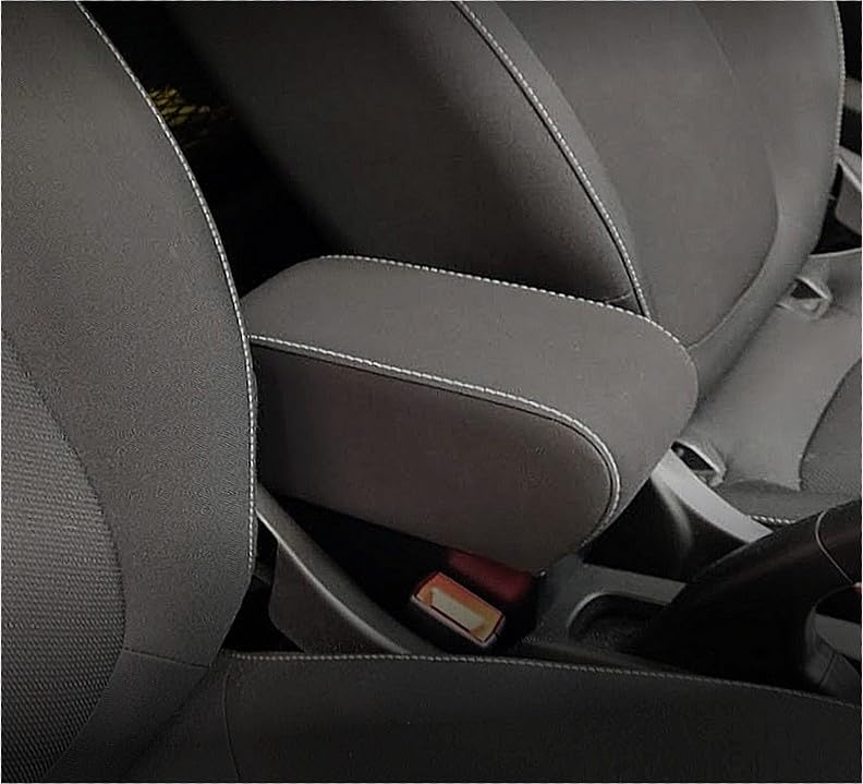 Bracciolo compatibile per Smart 453 ForTwo e ForFour TESSUTO NERO e CUCITURE BIANCHE regolabile in lunghezza