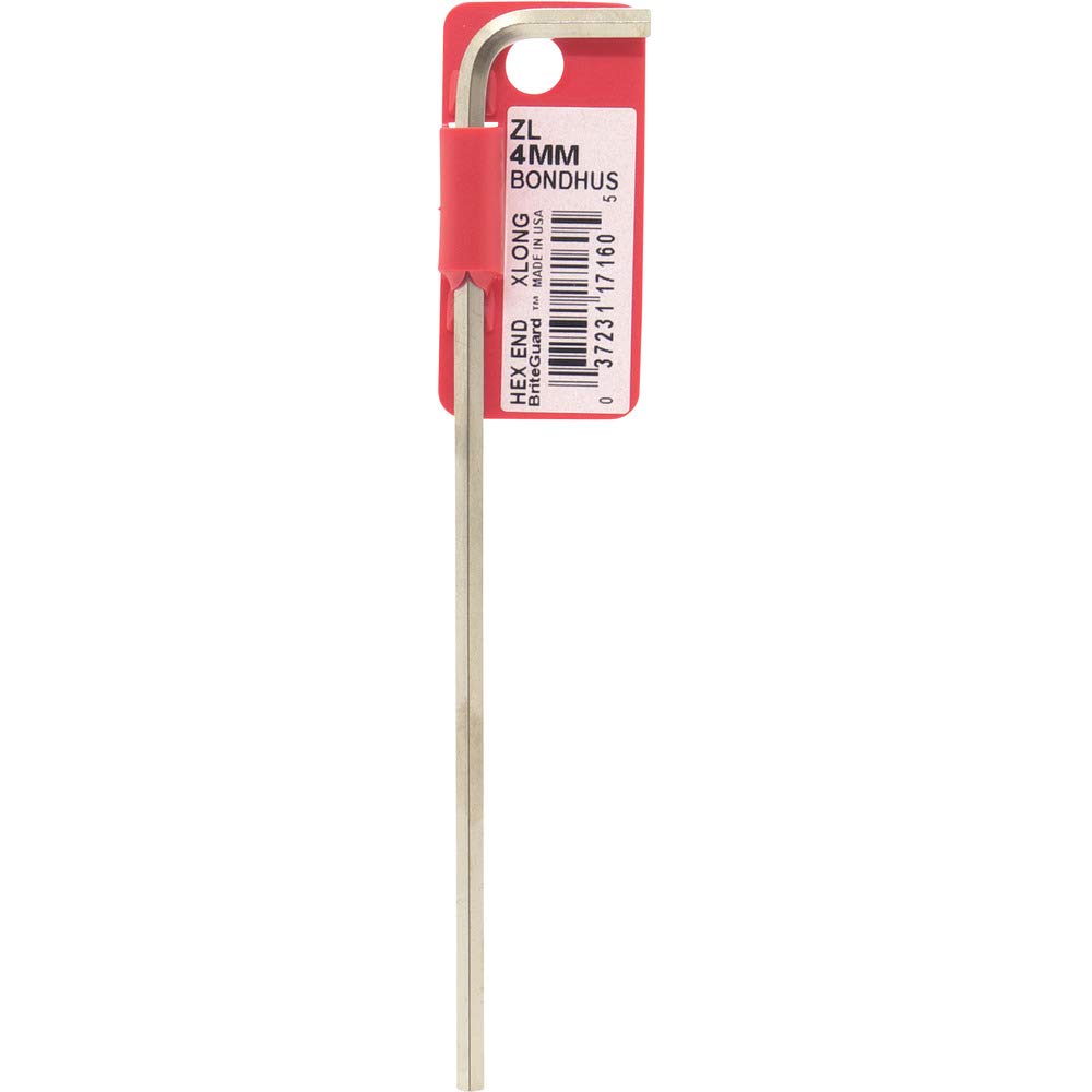 Bondhus 17160 Tagged y barcoded 4 mm con extremo de bola llave Allen de punta allen con Briteguard acabado, 142 mm
