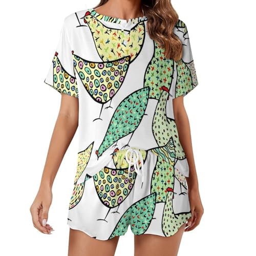 Pyjama poule de dessin animé ensemble deux pièces manches courtes pour l'été