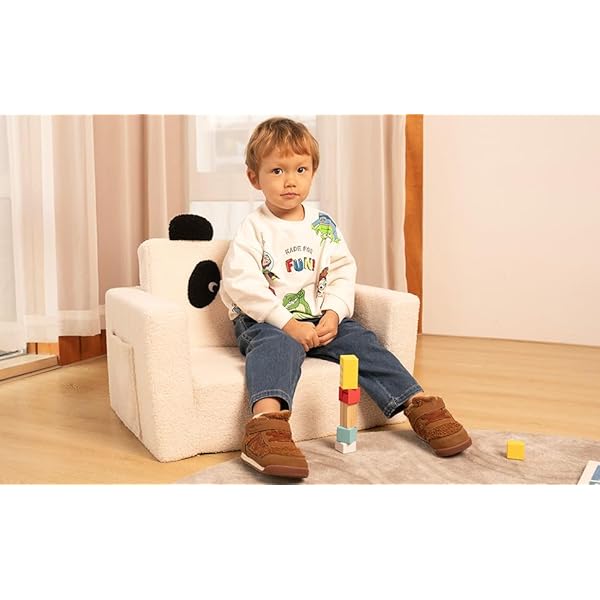   LonSEA-Furniture-Panda-Baby-Chair-for-Toddler-Toddler-Bed-Convertible-Sofa-to-Lounger-Comfy-2-in-1-Flip-Open-CouchSleeper-for-Kids-Kids-CouchToddler-CouchWhite
