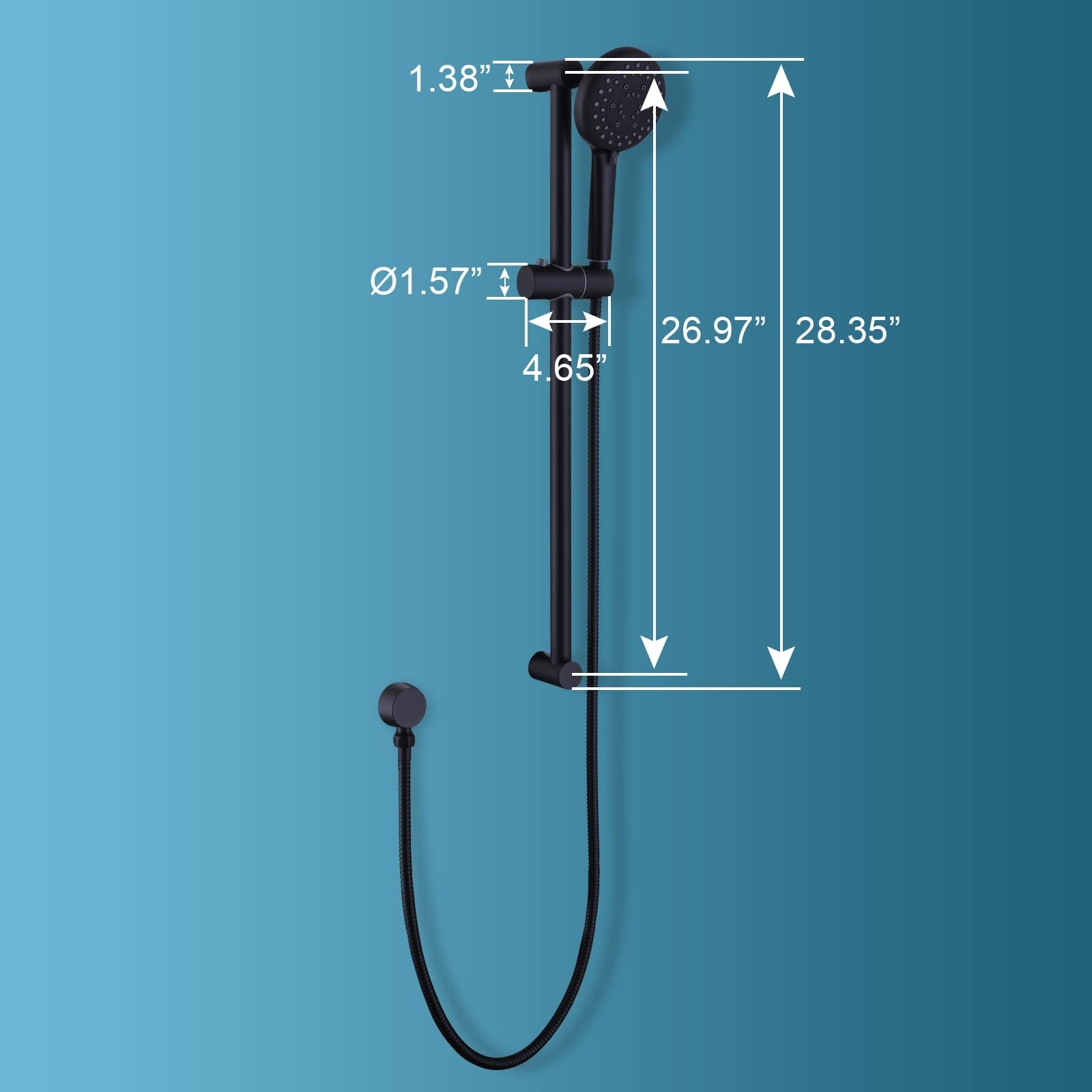 YUESIMATE 5Spray Handheld Shower Head Set with 28.35Inch Slide Bar