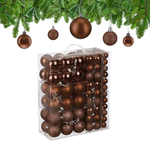 Relaxdays Weihnachtskugeln im 138er Set, Kunststoff, glitzernde,...