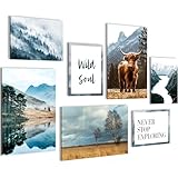 Novart Set de Decoración de Pared con Cuadros El Paisaje Cuadro - LISTO PARA COLGAR - No Necesita Marco - Dormitorio Salón Cocina - N020772a