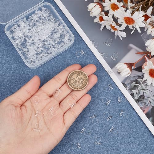 SOFPLATE 1 Box 200Pcs Plastic Clip on Earring Converter Clear Clip Earrings Findings Transparent U Type Ear Accessories Painless Non Pierced for Jewellery Making Supplies Craft Beginner Adult Women - Image 3