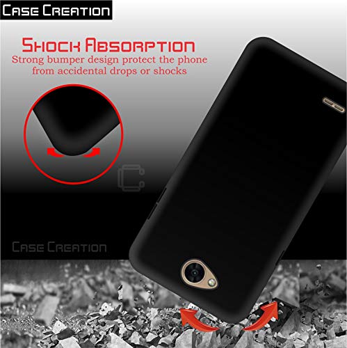 Image of Case Creation Compatible for LG X Power 2 2018 Back case, for LG X Power 2 Slim Flexible Smart Look case with 360 Camera All Angle Protection (Pure Black)