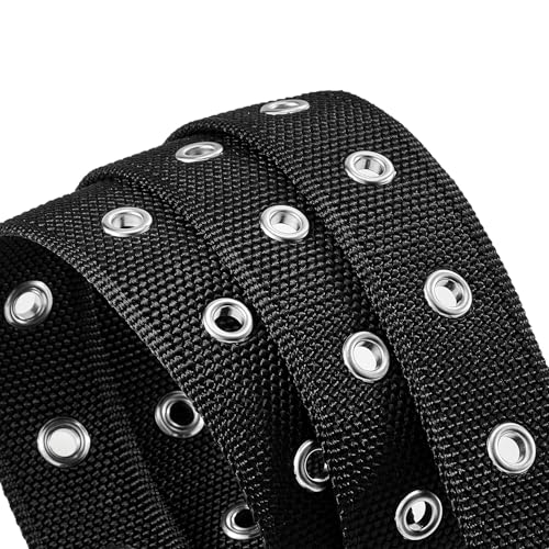 Plus Size Belts 39 to 63'' Womens Ladies Black Grommet Belt Nylon Prong Belts3