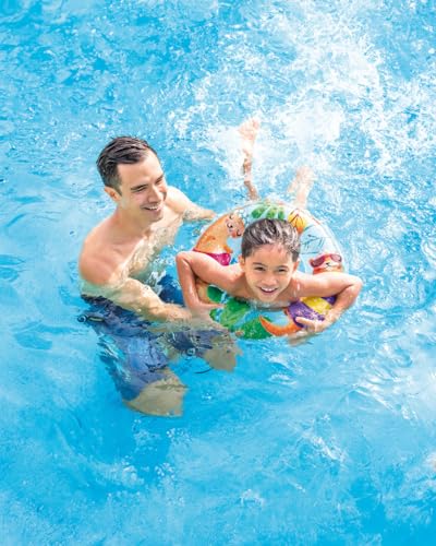 Image of 61cm Transparent Tubes for 6-10 Years Old Kids | Vibrant Print Floatie for Toddler Amusement | Inflatable Plastic Ring for Swimming Pool - Pack of 1