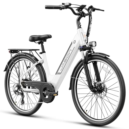 Jasion Roamer ST Electric Bike for Adults, 26'' Commuter Ebike, 1200W Peak Motor, 528WH Removable Battery, 62Miles 28MPH Max Speed, 7-Speed Bicycle, Front Suspension Women E Bike, UL2849 Certification