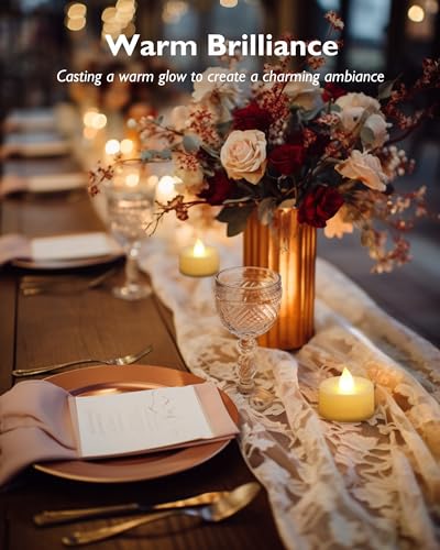 Homemory 100-Pack Flameless LED Tea Lights Candles Battery Operated, 200+Hour Fake Electric Candles TeaLights for Votive, Halloween, Ofrenda, Diya, Wedding Centerpiece Table Decor, Funeral, Christmas