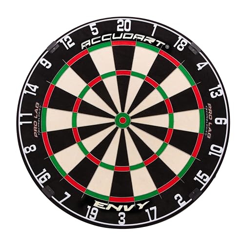 Accudart Envy Bristle Dartboard - 360Â° Pro-Glide Number Ring - ROTA-X Precision Alignment System - LEVELTECH Stabilizers for Perfect Alignment - Premium Kenyan Sisal