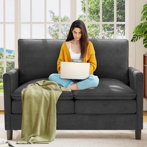 Image of Welzona 3-Layers Cloud Loveseat Sofa, 51 inch Small Couch, Teddy Small Sofa