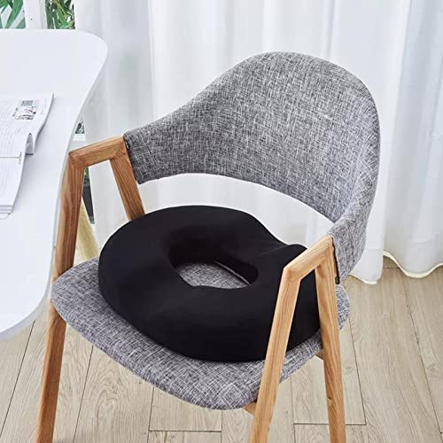 STEUGO Donut Pillow for Tailbone Pain Memory Foam Pain Relief Donut Seat Cushion Hemorrhoid Pillows for Sitting Cushion for Postpartum Pregnancy Back Coccyx Sciatica Support Pad Black