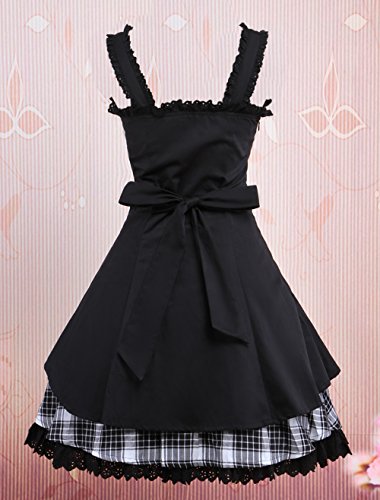 Hugme Classic Black Straps Neck Bow Cotton Lolita Jumper Skirt3